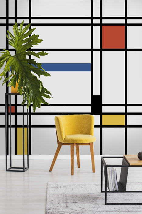 Seabrook Designs De Stijl Mural Multicolored Wallpaper Sample KTM1001M