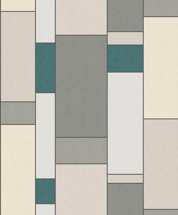 Seabrook Designs De Stijl Geometric Perry Teal & Frosted Petal Wallpaper KTM1110