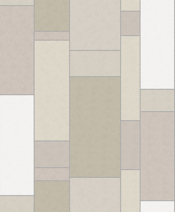 Seabrook Designs De Stijl Geometric Soft Sage & Metallic Silver Wallpaper KTM1140