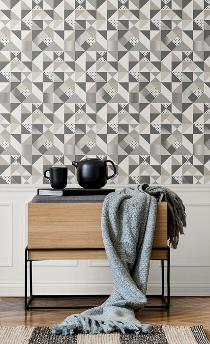 Seabrook Designs Lozenge Geometric Hammered Steel & Pavestone Wallpaper Sample KTM1220