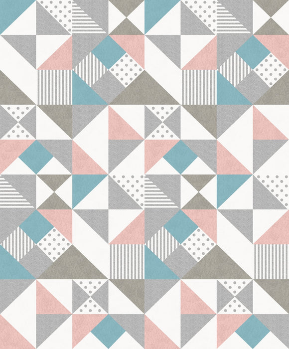 Seabrook Designs Lozenge Geometric Metallic Silver & Perry Teal Wallpaper KTM1270