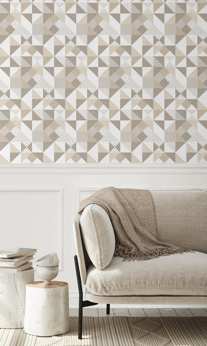 Seabrook Designs Lozenge Geometric Latte & Dorian Grey Wallpaper KTM1280