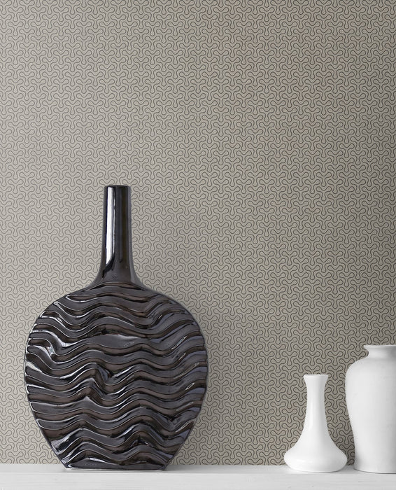 Seabrook Designs Spiro Geometric Pavestone Wallpaper Sample KTM1524