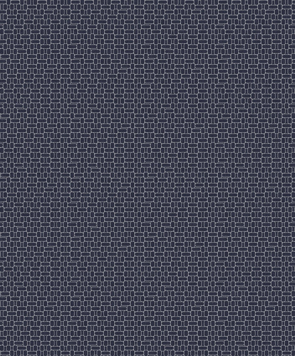 Seabrook Designs Capsule Geometric Denim Blue & Metallic Silver Wallpaper Sample KTM1617