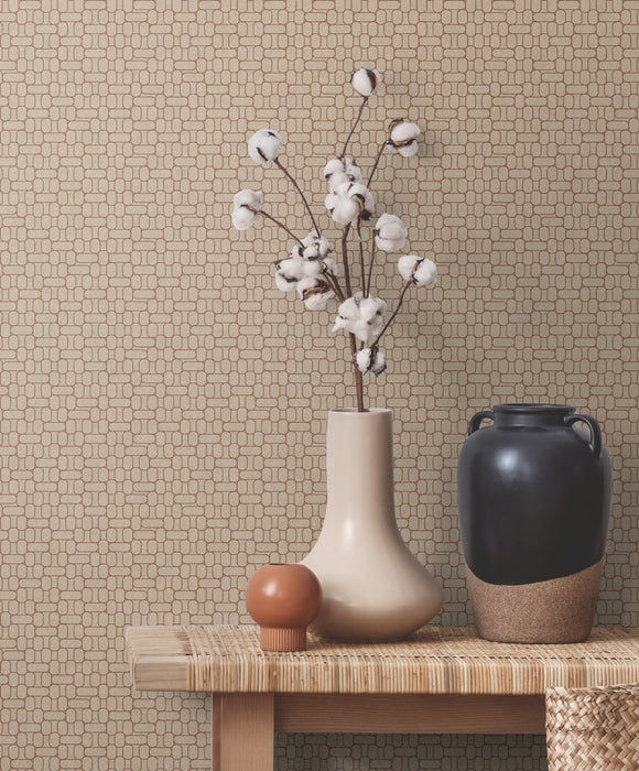 Seabrook Designs Capsule Geometric Ivory & Terra Cotta Wallpaper Sample KTM1623