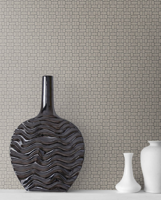 Seabrook Designs Capsule Geometric Nobel Grey Wallpaper Sample KTM1624