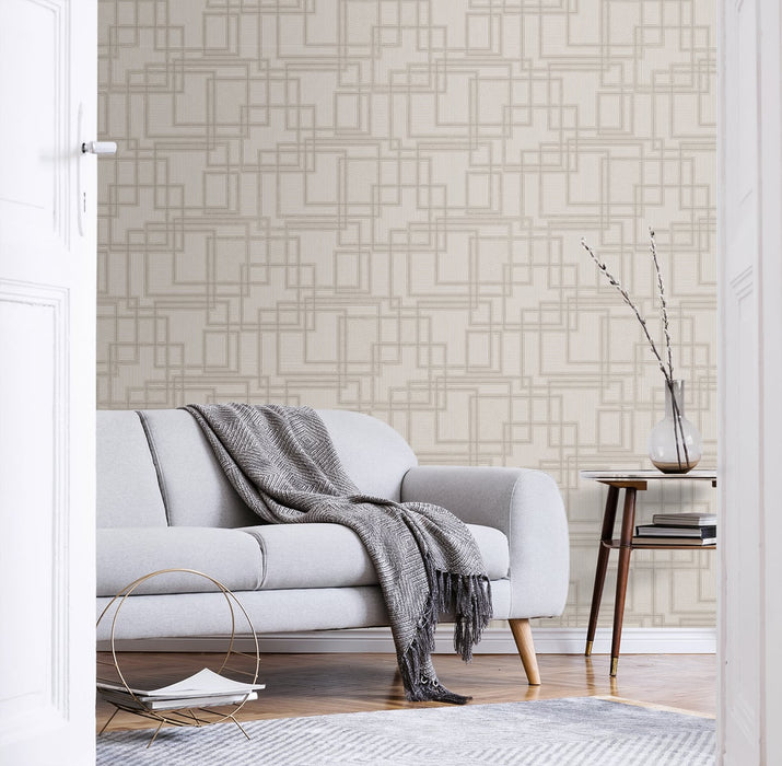 Seabrook Designs Bauhaus Cityscape Laurent Grey Wallpaper Sample KTM1714