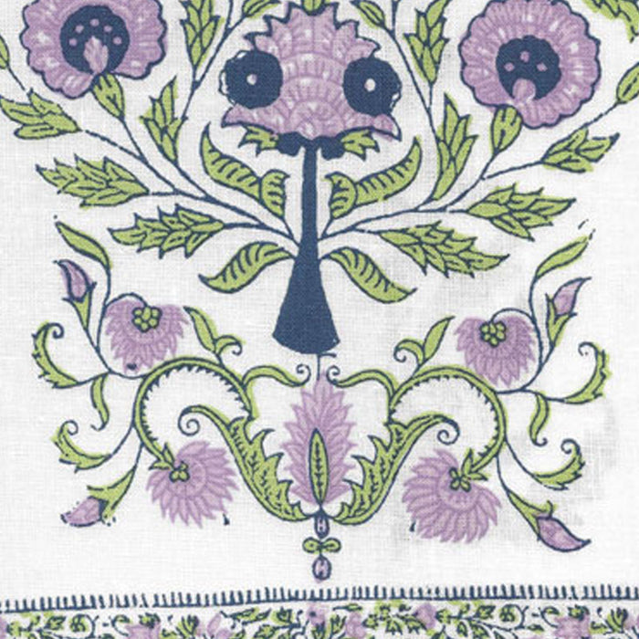 Home Couture Kalamkari Border Lavender Green Navy Fabric Sample HC2010I-04