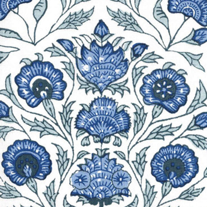 Home Couture Kalamkari Flower Med Blues Fabric Sample HC2020I-03