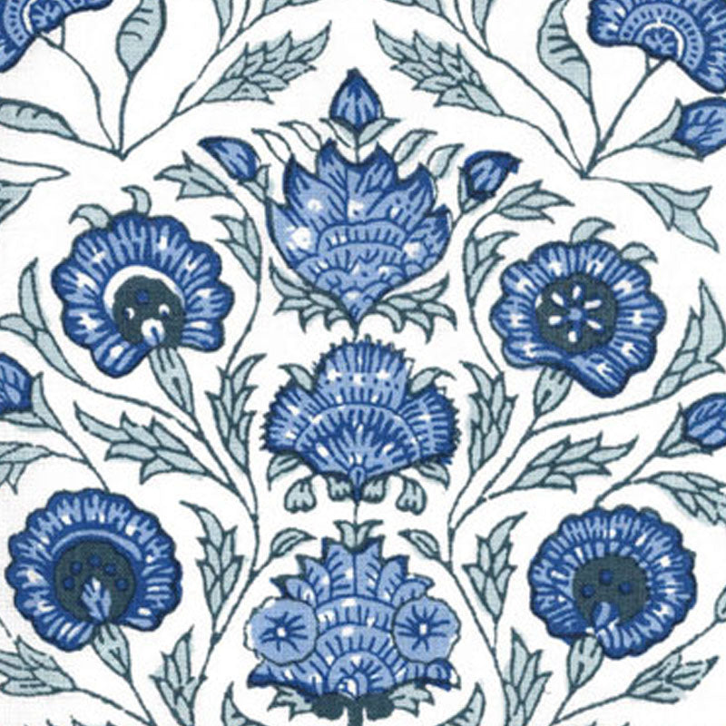 Home Couture Kalamkari Flower Med Blues Fabric HC2020I-03