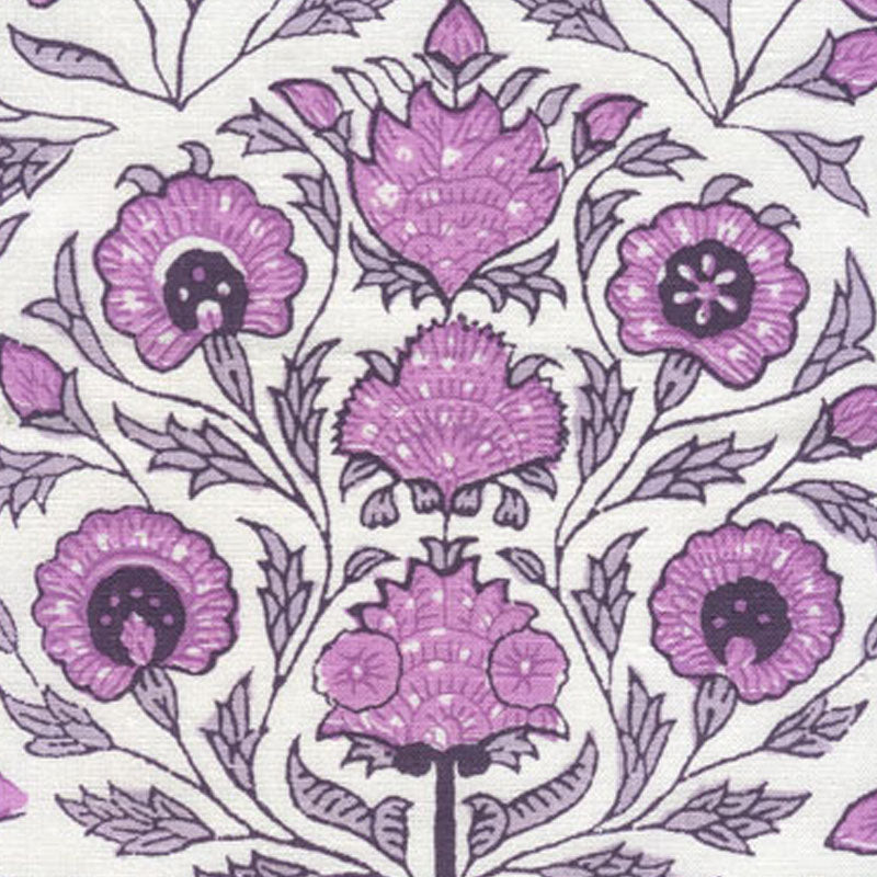 Home Couture Kalamkari Flower Purple Lavender Fabric HC2020I-09