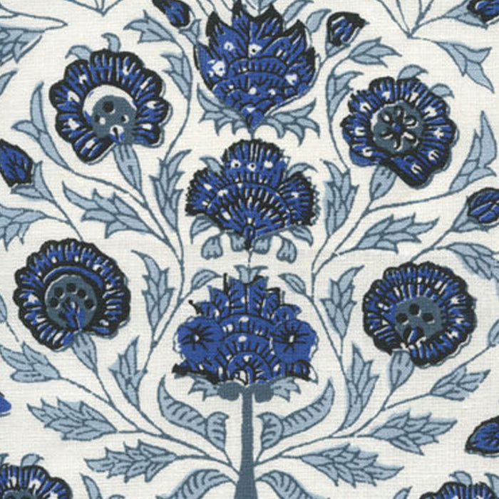 Home Couture Kalamkari Flower Slate Sky Royal Dark Blue Fabric HC2020I-05