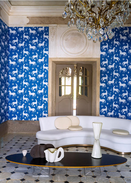 Pierre Frey Les Cavales Bleu Wallpaper Sample FP776003