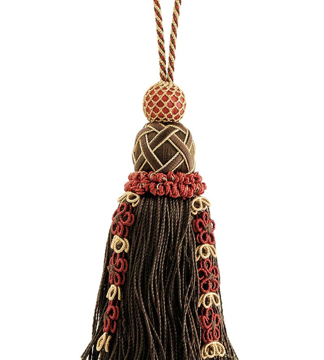 Scalamandre Siecle Key Tassel Ebony Bordeaux Trim LA 30564467