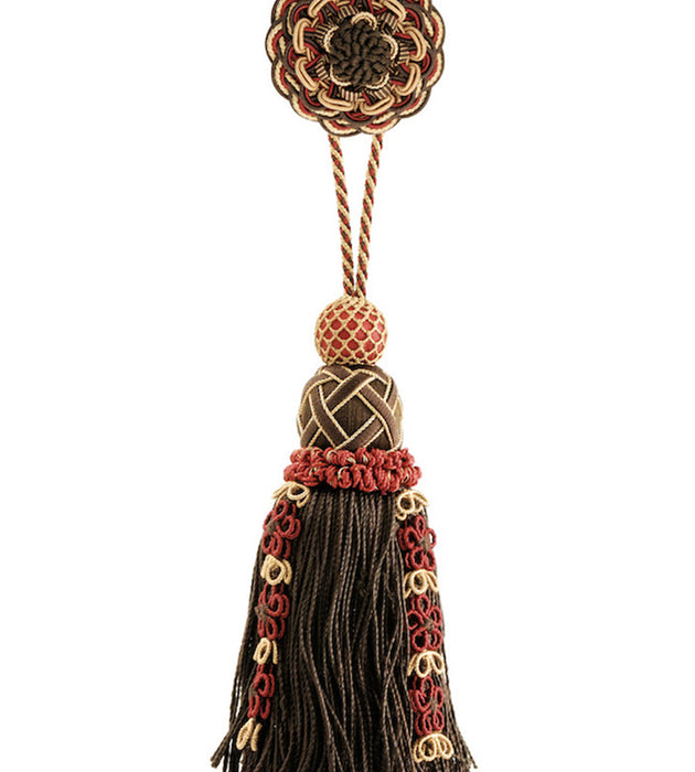 Scalamandre Siecle Single Tassel W/rosette Ebony Bordeaux Trimming Sample LA 30567710