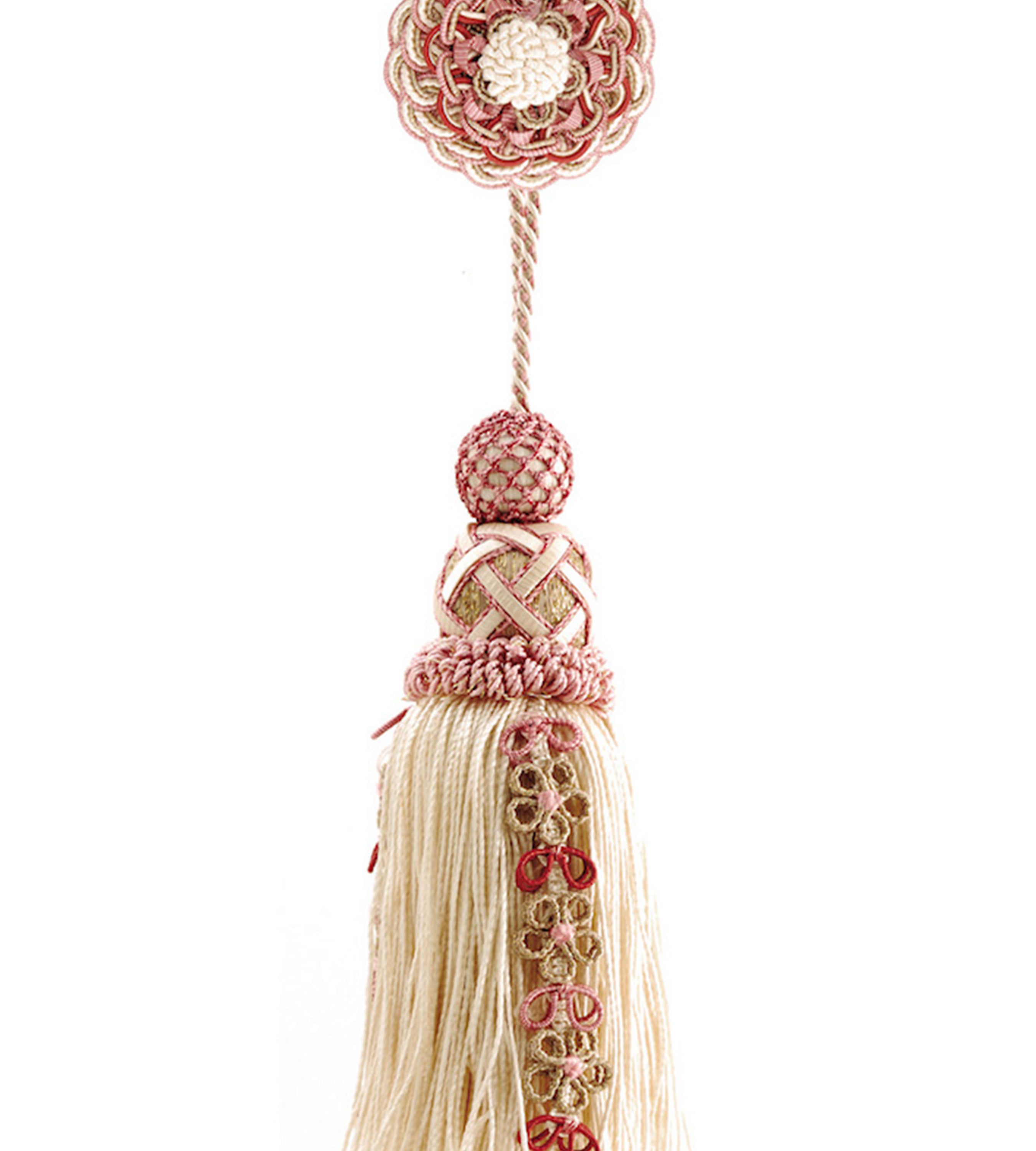 Scalamandre Siecle Single Tassel W/rosette Raspberry Trimming Sample LA 30577710