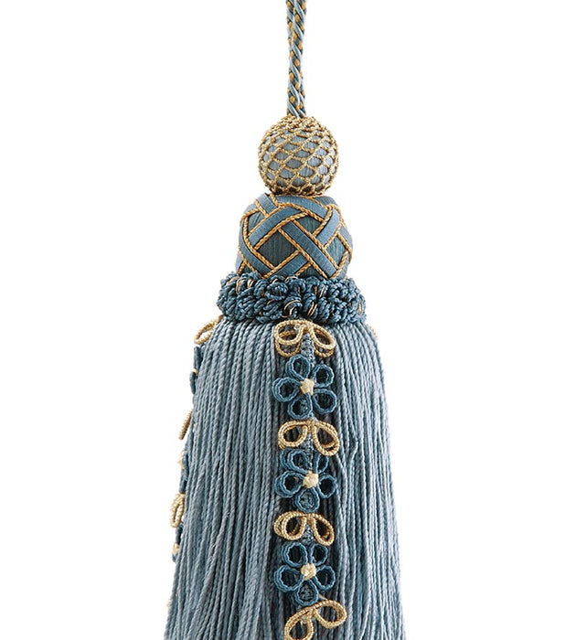 Scalamandre Siecle Key Tassel French Blue Trim Sample LA 30604467