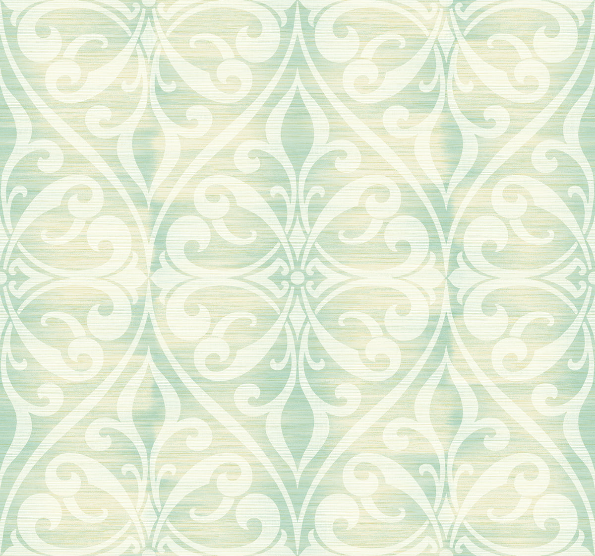 Seabrook Designs Chambon Ogee Seafoam And Linen Wallpaper LG90402