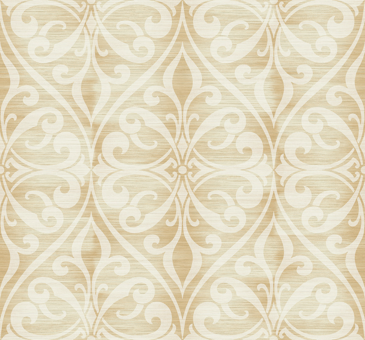 Seabrook Designs Chambon Ogee Pumpkin And Off-white Wallpaper LG90407