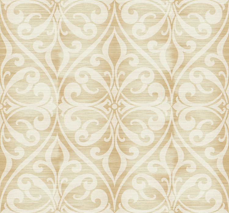 Seabrook Designs Chambon Ogee Pumpkin And Off-white Wallpaper LG90407