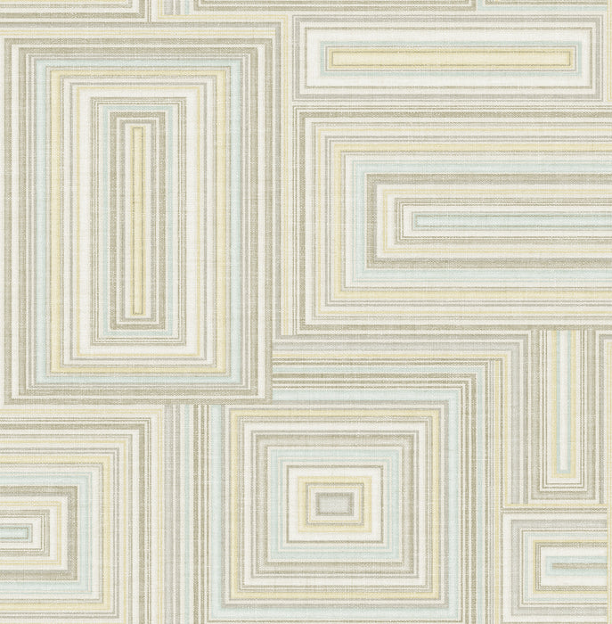 Seabrook Designs Attersee Squares Tan, Beige, And Ice Wallpaper Sample LG90505