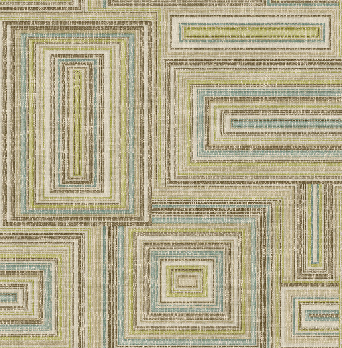 Seabrook Designs Attersee Squares Turquouse, Lime Green, And Oat Wallpaper LG90507