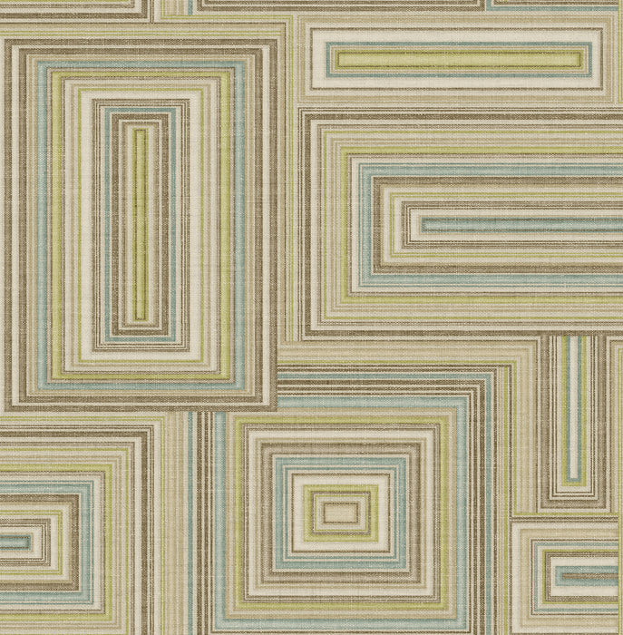 Seabrook Designs Attersee Squares Turquouse, Lime Green, And Oat Wallpaper Sample LG90507