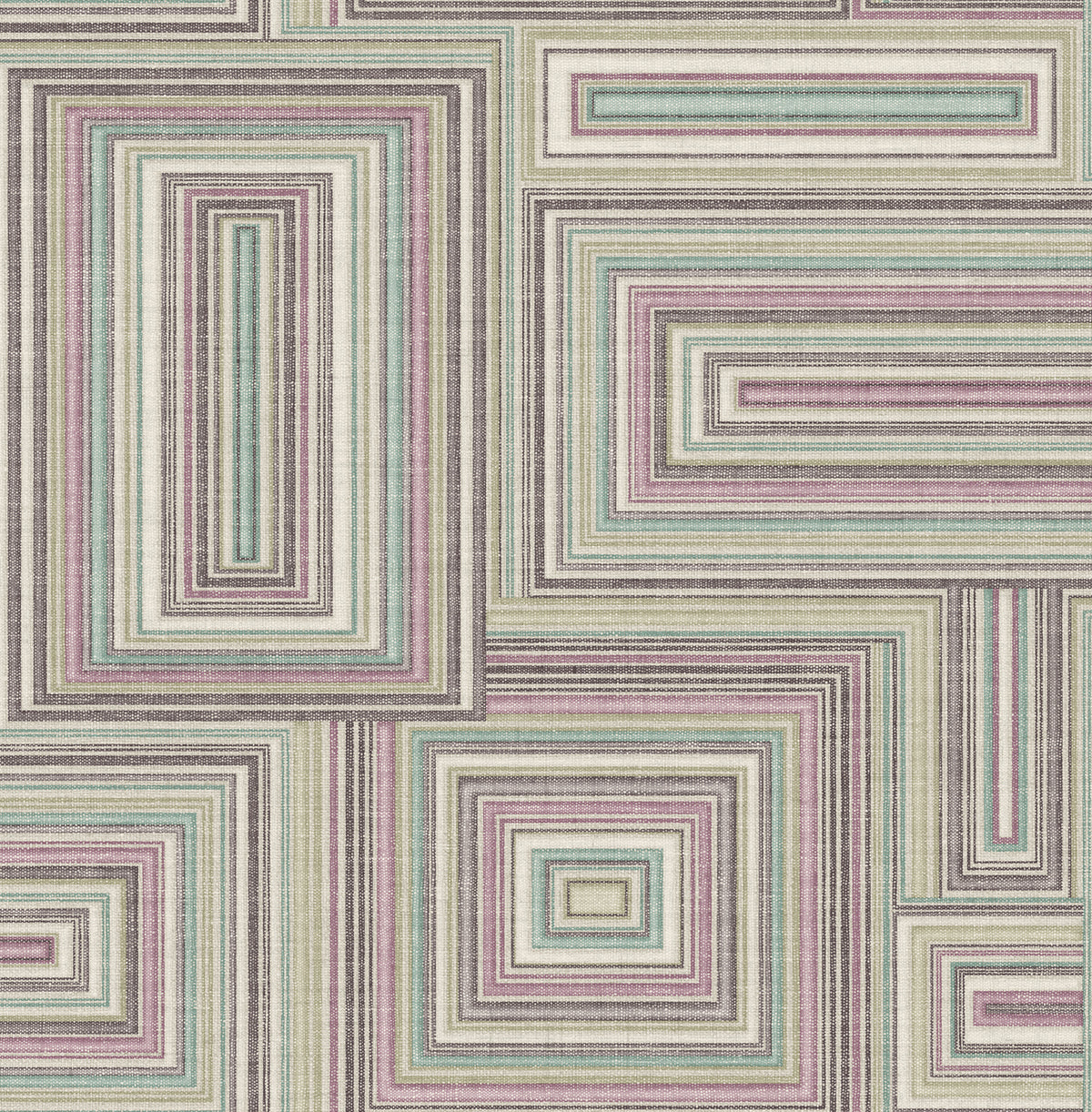 Seabrook Designs Attersee Squares Purple Haze, Charcoal, And Baby Blue Wallpaper LG90509