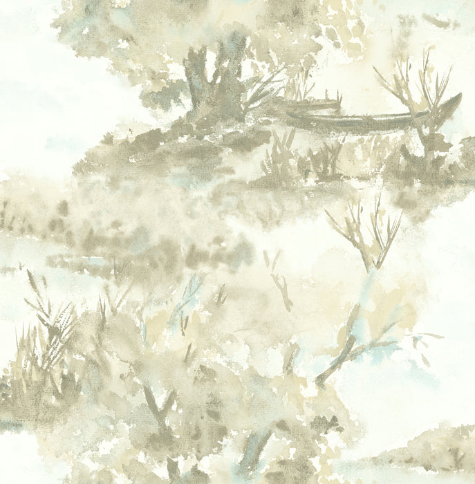 Seabrook Designs Attersee  Greige And Tan Wallpaper Sample LG90605