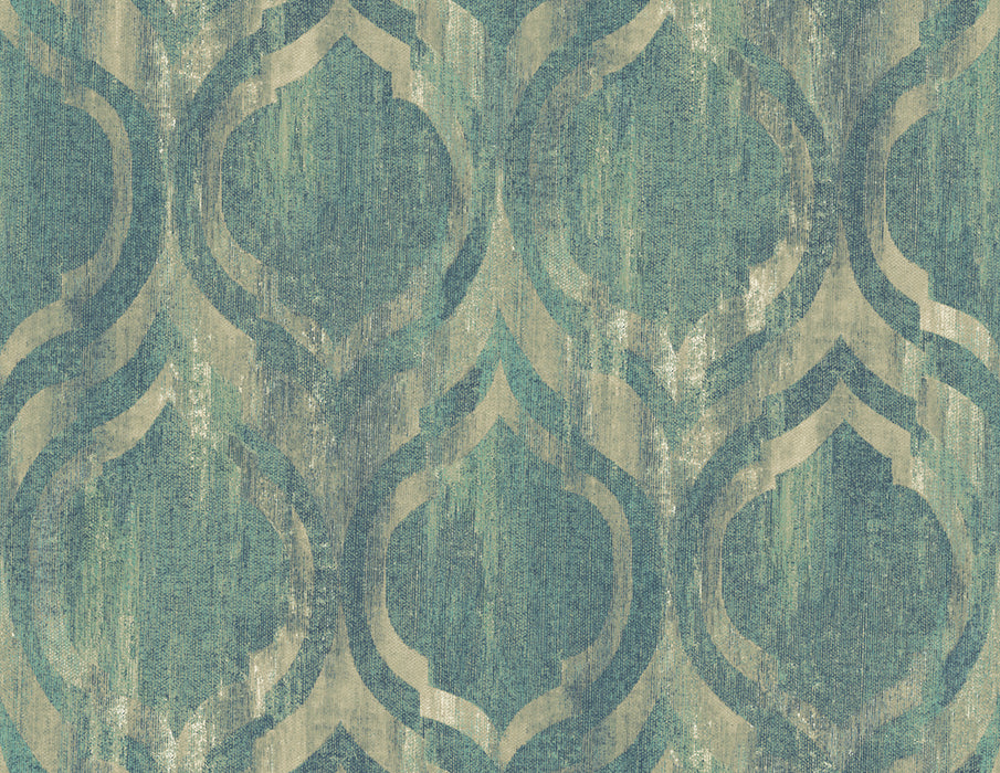 Seabrook Designs Old Danube Ogee Teal And Gold Wallpaper LG90802