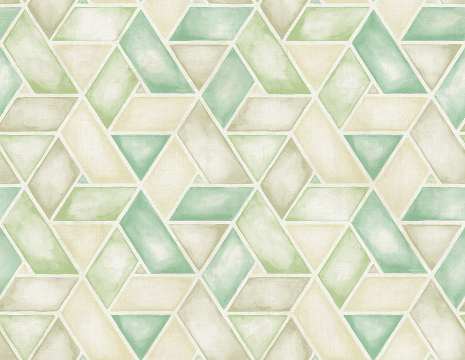 Seabrook Designs Kentmere Geo Mint, Spruce, And Off-white Wallpaper LG91304