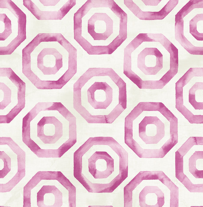 Seabrook Designs Faravel Geo Magenta And Off-white Wallpaper LG91509