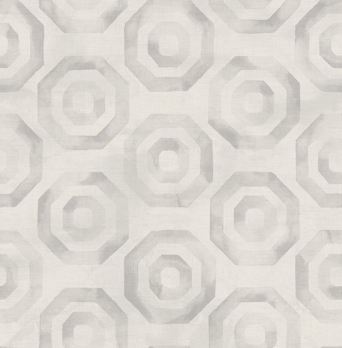 Seabrook Designs Faravel Geo Light Gray And Off-white Wallpaper LG91512