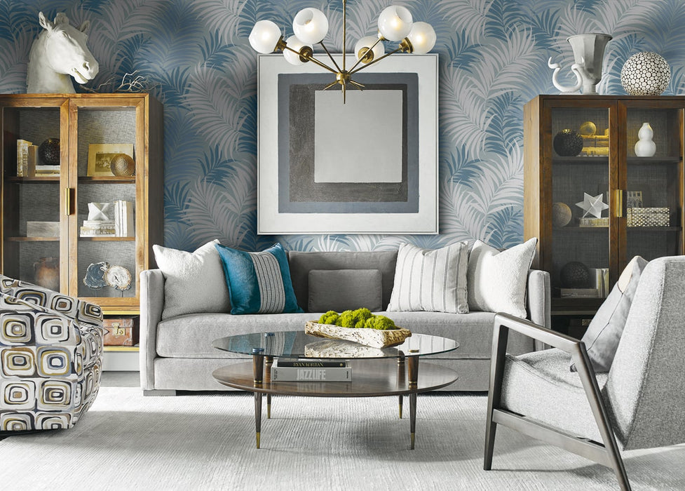 Seabrook Designs Via Palma Blue Frost, Carolina Blue, And Air Force Blue Wallpaper LN10102