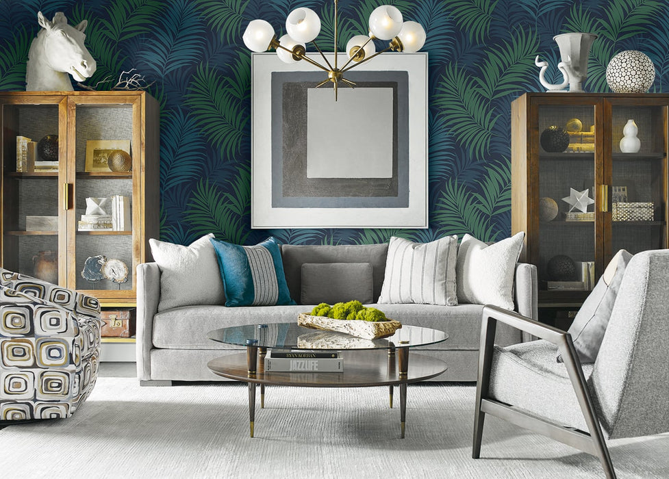 Seabrook Designs Via Palma Midnight Blue, Juniper, And Spearmint Wallpaper LN10112