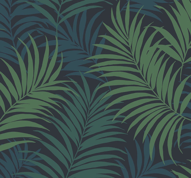 Seabrook Designs Via Palma Midnight Blue, Juniper, And Spearmint Wallpaper LN10112