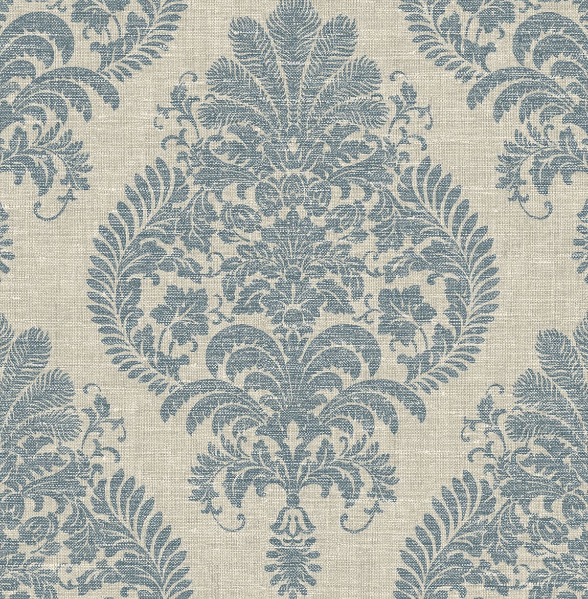 Seabrook Designs Antigua Damask Air Force Blue And Alabaster Wallpaper LN10402