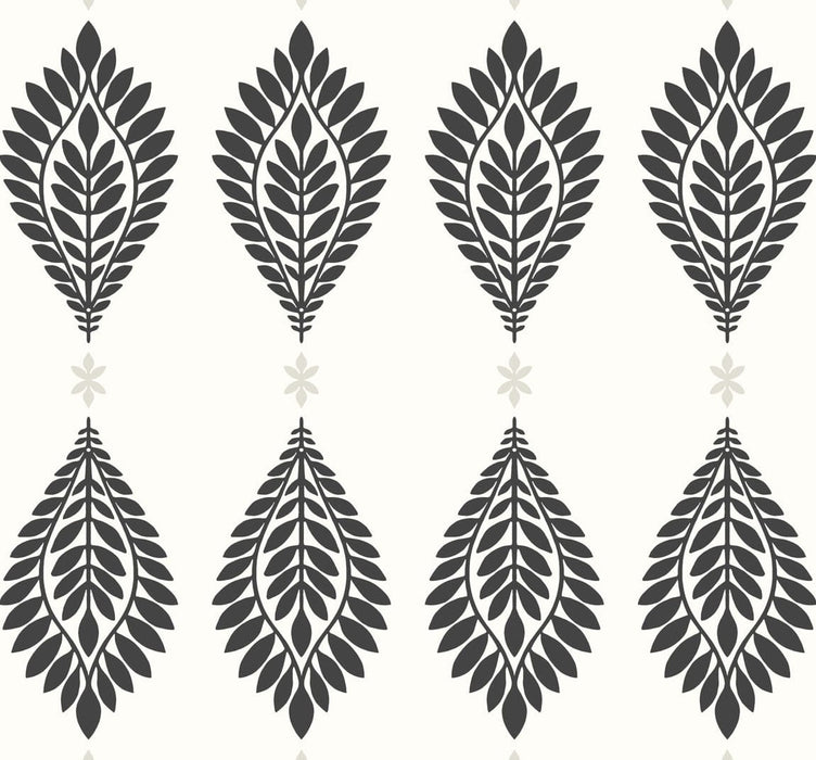 Seabrook Designs Mirasol Palm Frond Ebony And Eggshell Wallpaper Sample LN10600