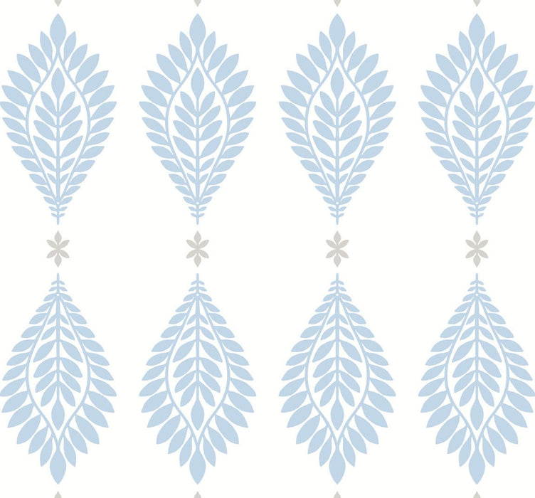 Seabrook Designs Mirasol Palm Frond Carolina Blue And Eggshell Wallpaper Sample LN10602