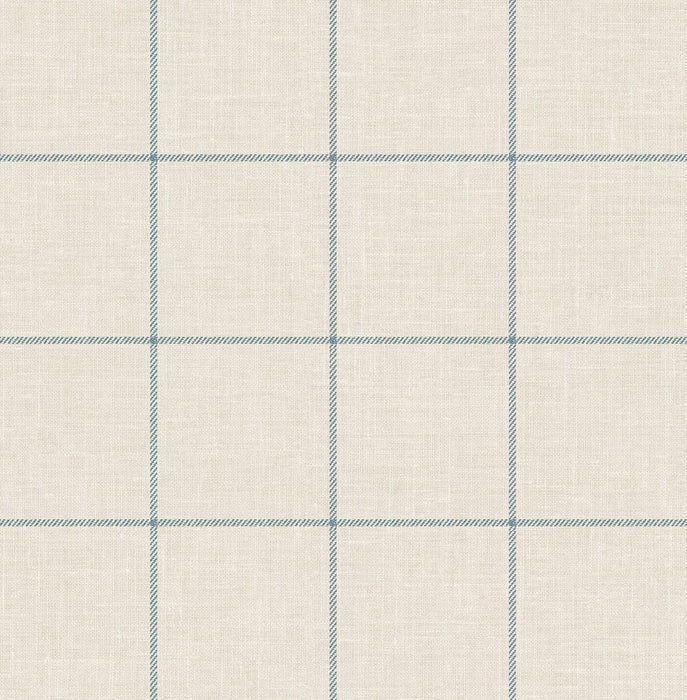 Seabrook Designs Linen Check Alabaster And Air Force Blue Wallpaper Sample LN10702