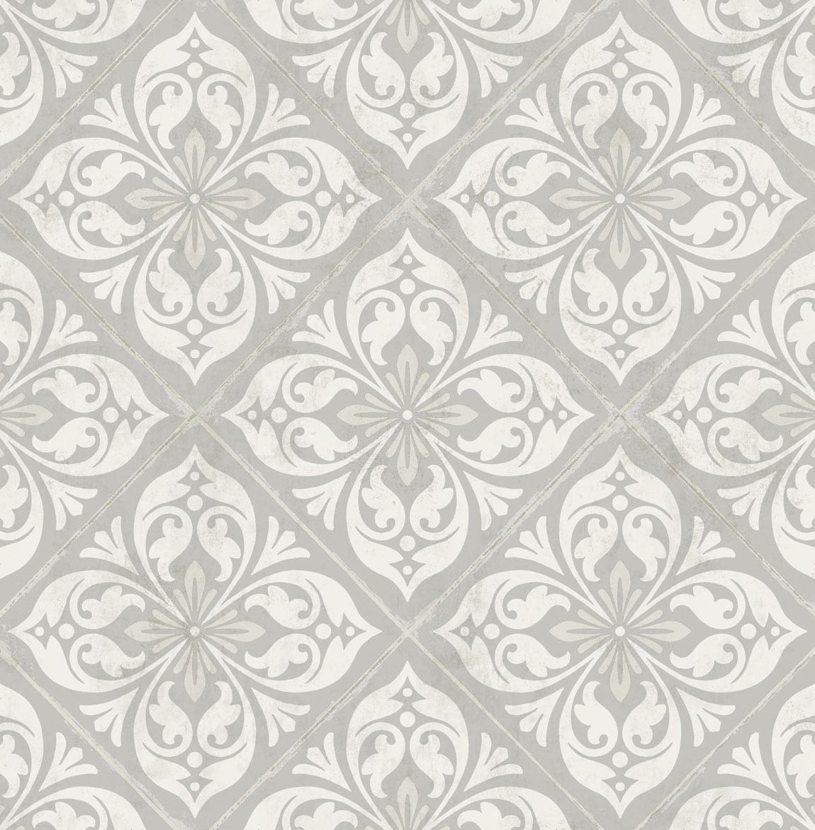 Seabrook Designs Plumosa Tile Cove Gray And Silver Wallpaper LN11008