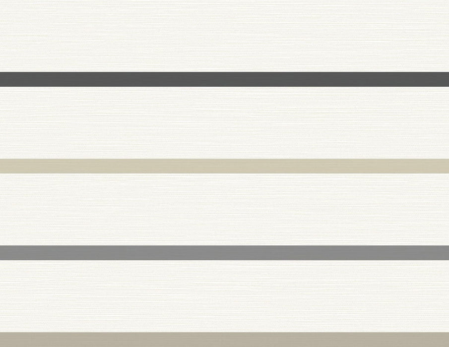 Seabrook Designs Crew Stripe Ivory, Wrought Iron, And Sand Dollar Wallpaper LN11400