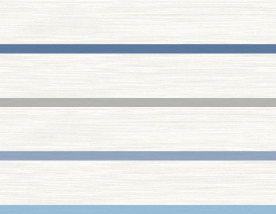 Seabrook Designs Crew Stripe Air Force Blue, Gray, And Eggshell Wallpaper Sample LN11402