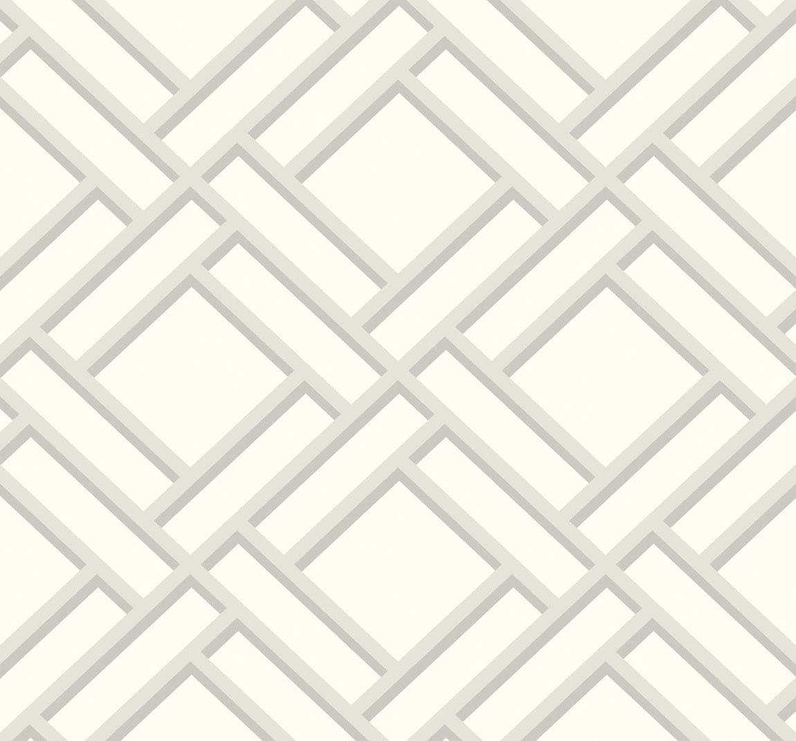 Seabrook Designs Block Trellis Metallic Silver And Eggshell Wallpaper LN11500