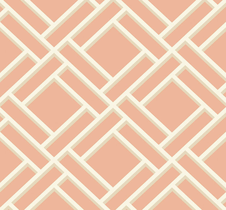 Seabrook Designs Block Trellis Melon And Arrowroot Wallpaper LN11501