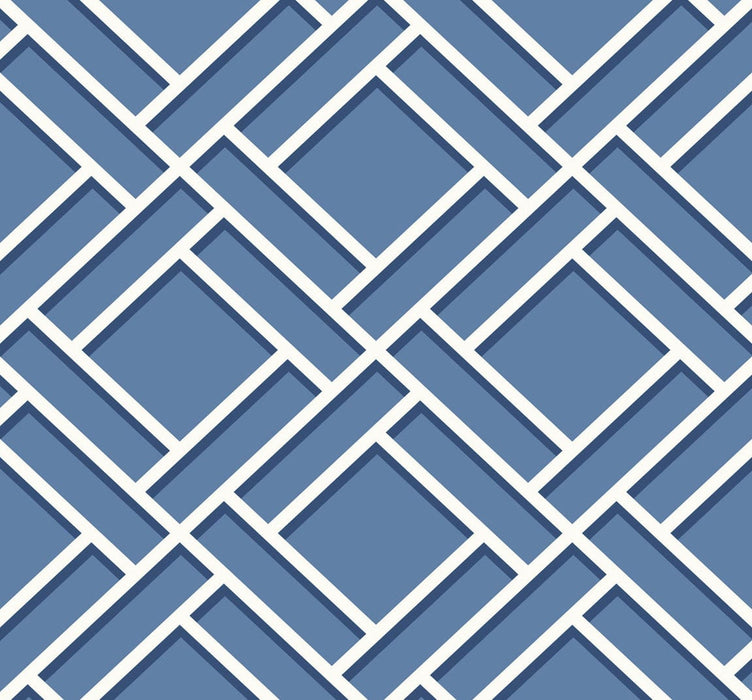 Seabrook Designs Block Trellis Coastal Blue And Navy Wallpaper LN11502