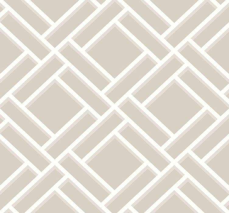 Seabrook Designs Block Trellis Cove Gray And Fog Wallpaper LN11508