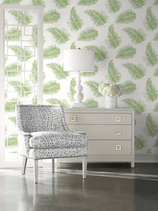 Seabrook Designs Tossed Palm Summer Fern Wallpaper Sample LN20304