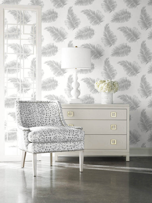 Seabrook Designs Tossed Palm Alloy Wallpaper Sample LN20305