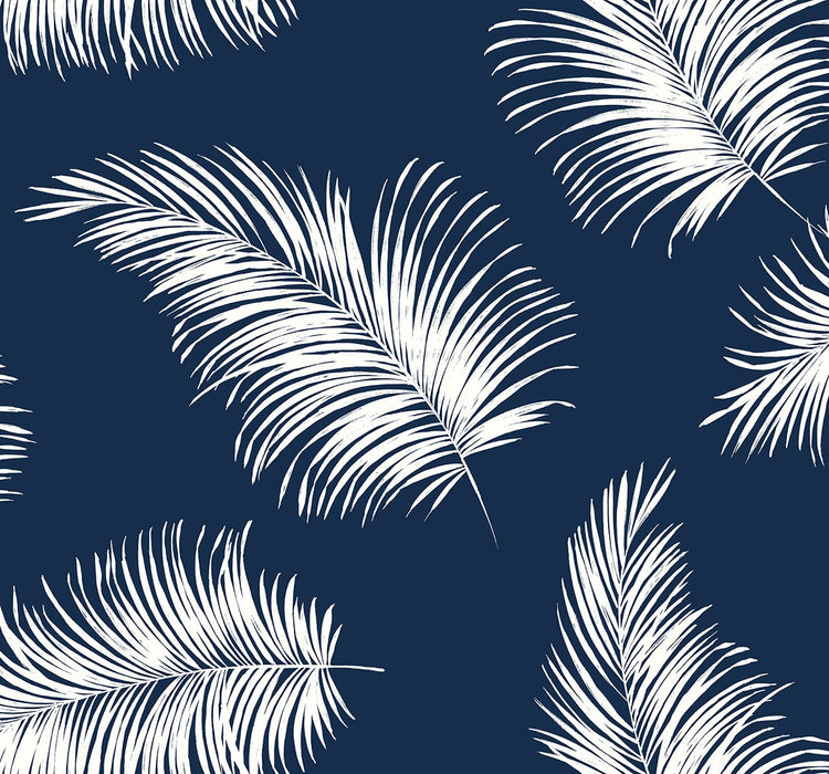 Seabrook Designs Tossed Palm Navy Blue Wallpaper Sample LN20322